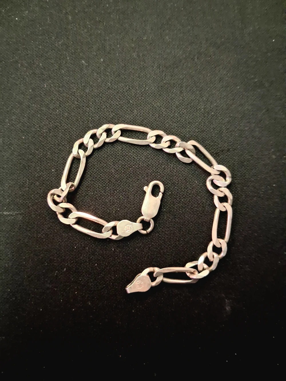 Vintage 925 Sterling Silver Italy Figaro Chain Link Bracelet - 8